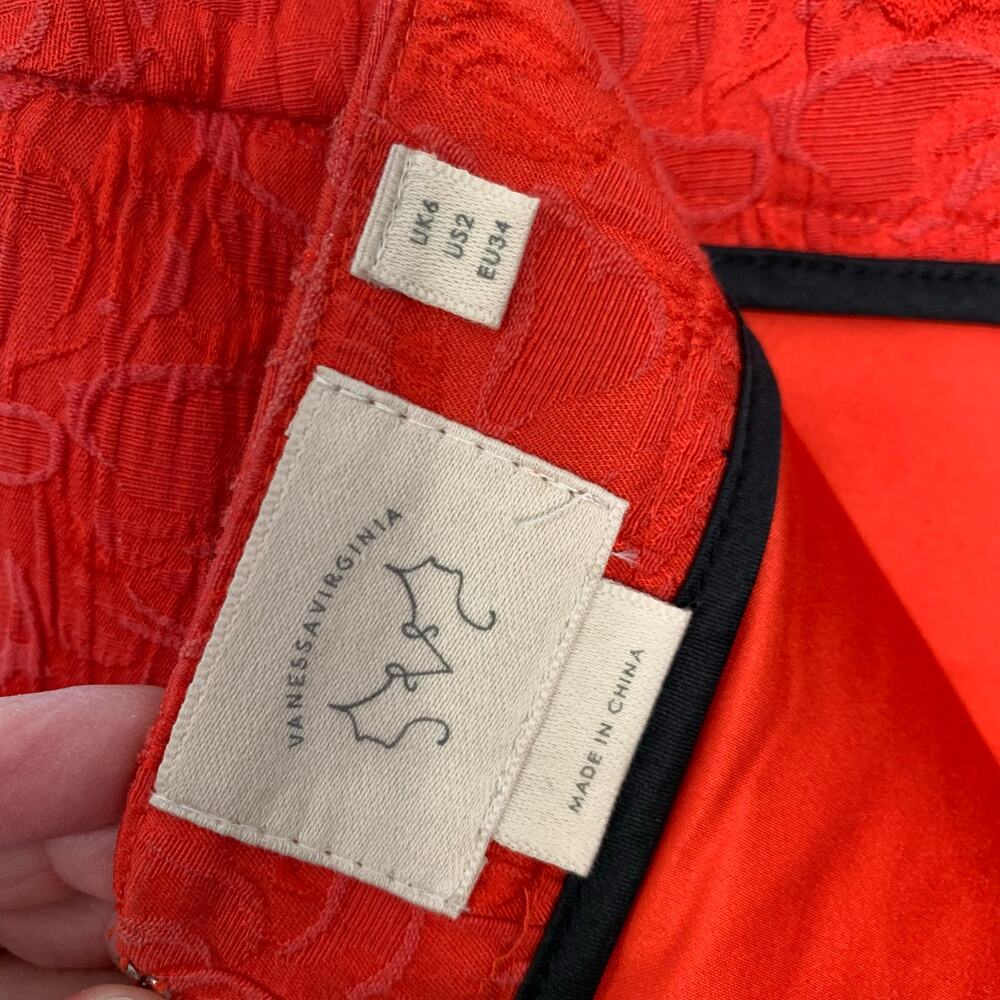 Anthropologie Coral-Orange Textured Pencil Skirt - Picture 8 of 9
